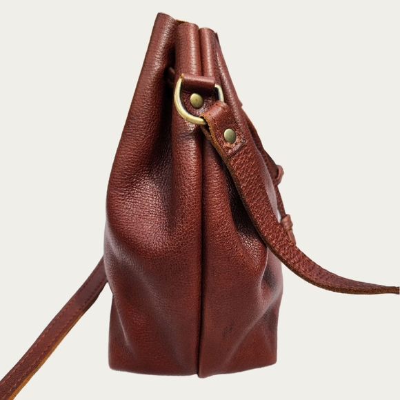 Portland Leather Brown Crossbody BUCKET Bag with Soft Silhouette, EUC - Picture 6 of 16